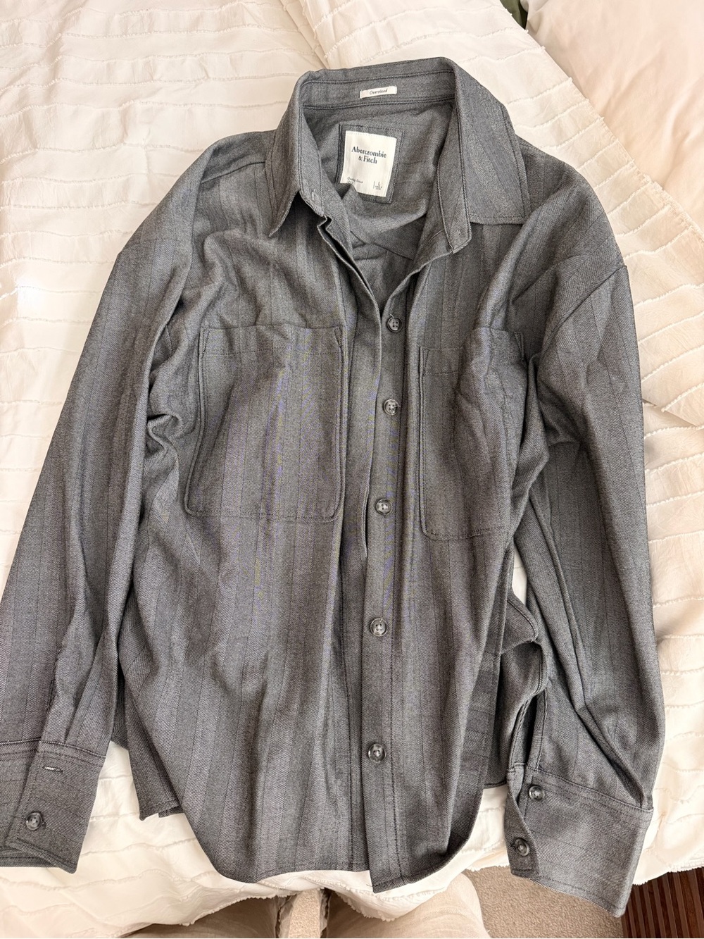 Abercrombie & Fitch Womens Grey Button-Up Shirt Jacket
